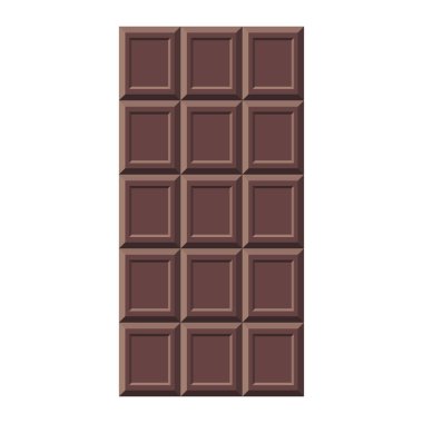 Dark Chocolate Çubuğu Ayrı Vektör İllüstrasyonu. Logo, menü, amblem, şablon, ağ, çıkartmalar için düz stil kakao şekeri