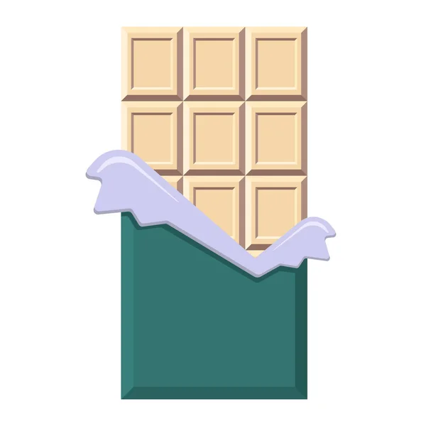 White Chocolate Bar Ανοιχτό Φύλλο Και Περιτύλιγμα Επίπεδη Γραμμή Καραμέλα — Διανυσματικό Αρχείο