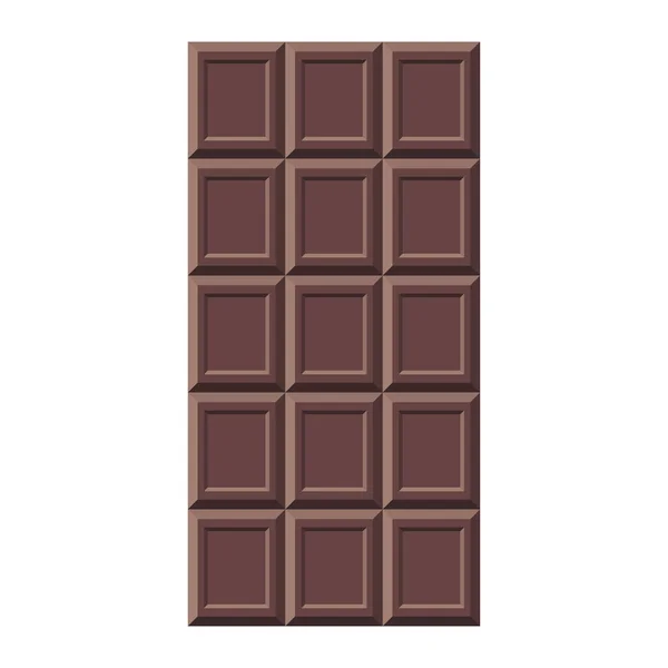 Dark Chocolate Bar Απομονωμένη Διανυσματική Απεικόνιση Επίπεδη Cacao Καραμέλα Στυλ — Διανυσματικό Αρχείο