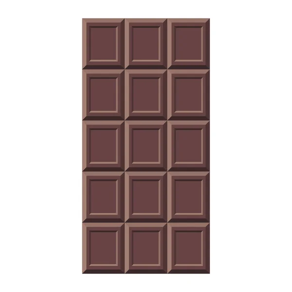 Dark Chocolate Bar Isolated Vector Illustration. Flat style cacao candy for logo, menu, emblem, template, web, stickers, prints — Stock Vector