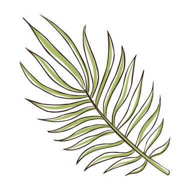 El yapımı Palm Leaf. Logo, amblem, kaplıca, kozmetik, güzellik ürünleri, şablon, ağ, baskılar için kesintisiz çizgi