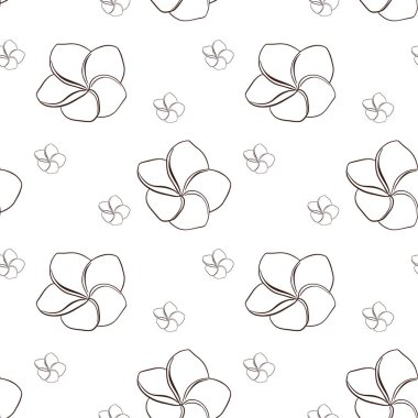 Art plumeria çiçek arkaplanı. Arkaplan, ambalaj kağıdı, kumaş, kaplıca ve güzellik ürünleri için egzotik çiçek çizimi, tekstil, web, duvar kağıdı