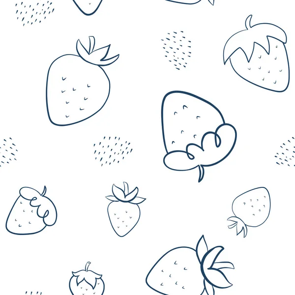 Line Art Doodle Erdbeeren Nahtloses Muster Helle Erdbeeren Hintergrund Für — Stockvektor