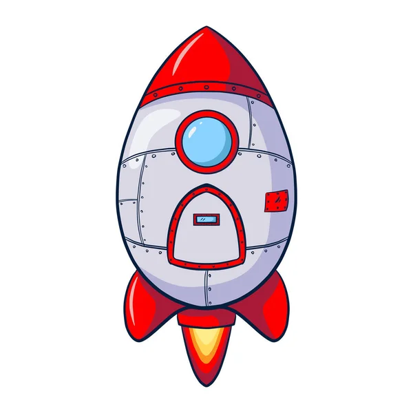 Cohete Dibujos Animados Icono Nave Espacial Dibujado Mano Plantilla Nave — Vector de stock