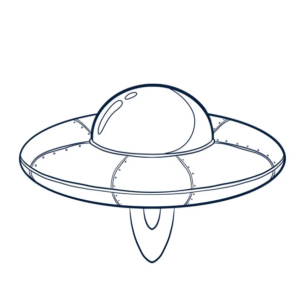 Linje Konst Rymdfarkoster Illustration Handritad Rymdskeppsikon Ufo Skiss Mall För — Stock vektor