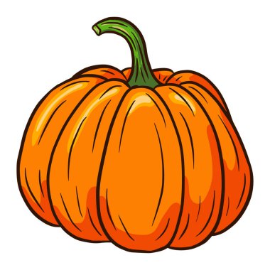 Shugar Pumkin İllüstrasyonu. Sonbahar Gıda Simgesi. Olgun kabak eskizi. Sonbahar dekoratif tasarım elementi, Cadılar Bayramı daveti, hasat, çıkartma, baskı, logo, menü, tarif