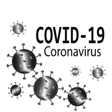 Covid-19, küresel salgın alarmı. Coronavirus 'un yazıtları ve sembolü. vektör illüstrasyonu