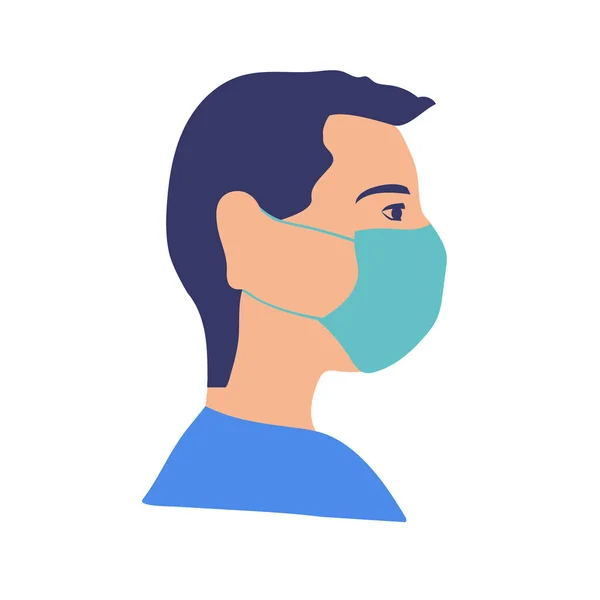 A man wearing a medical respiratory mask for his face. — Stock Vector