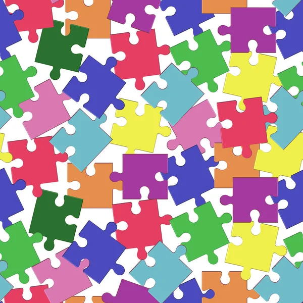 Бесшовный узор кусочков векторной головоломки разных цветов. Детские образовательные игры — стоковый вектор