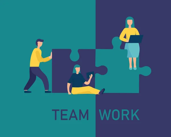 Mensen Verbinden Delen Van Puzzel Zakelijk Concept Van Teamwork Succesvolle — Stockvector