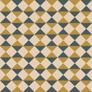 Eğilim renklerinde kusursuz desen. Kareler, üçgenler ve eşkenar dörtgenlerden soyut figürler. Grafik modern baskı. Basit vektör dokusu.