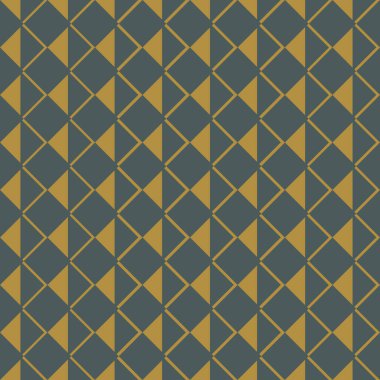 Eğilim renklerinde kusursuz desen. Kareler, üçgenler ve eşkenar dörtgenlerden soyut figürler. Grafik modern baskı. Basit vektör dokusu.