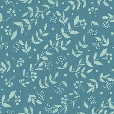 Botanik kusursuz desen. Yaprakları ve meyveleri olan bir ağaç dalı. Ekoloji, çevre, doğa koruma kavramı. Kağıt, örtü, kumaş için.