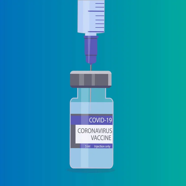 Seul Vaccin Efficace Contre Coronavirus Ampoule Verre Avec Médicament Seringue — Image vectorielle