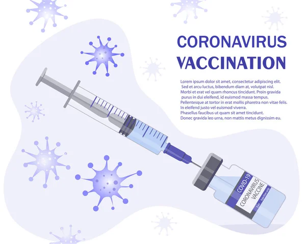 효과적 코로나 바이러스 백신이지 주사기가 물약을 합니다 Covid 바이러스와 질병으로부터 — 스톡 벡터