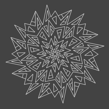 Boyama kitabı için dairesel bir unsur. Mozaik biçiminde farklı şekiller. Mandala. Vektör el çizimi, çizgi sanatı.