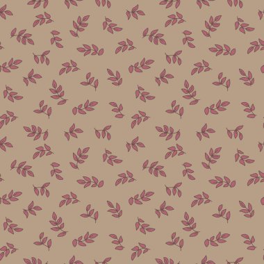 Kusursuz botanik desen. Yapraklı ağaç dalları, çayır otları. El çizimi. Pastel renkler. Kumaş, ambalaj kağıdı, ev dekorasyonu için yaz süsleri. Vektör.