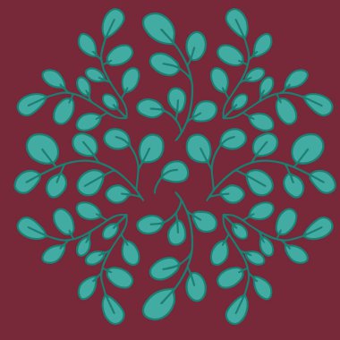 Dairesel tasarımın botanik deseni. Yeşil yapraklı ağaç dalları. Tasarım için bitki elementi. vektör.