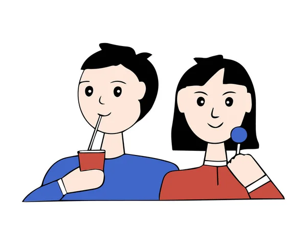 恋人のカップルは一緒に時間を過ごす ベクトル漫画 — ストックベクタ