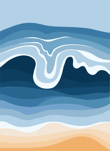 Meereswelle Ozean Abstrakten Stilvollen Hintergrund Mit Tropischer Küste Blaues Wasser — Stockvektor