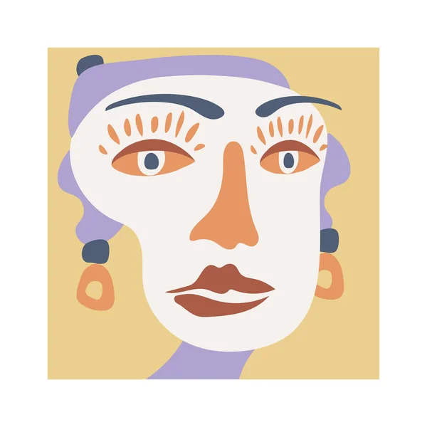 Plakát Abstraktním Ženským Portrétem Ženská Tvář Jednoduchých Geometrických Tvarů Minimalismus — Stockový vektor