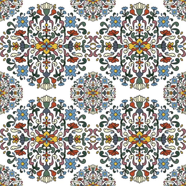 Patrón Sin Costuras Flores Ramas Hojas Composición Botánica Ornamentación Natural — Archivo Imágenes Vectoriales