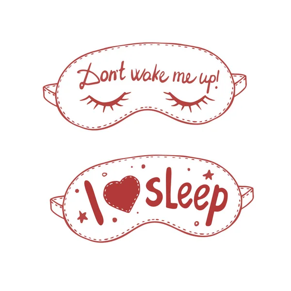 Illustration Sleep Mask Inscription Drawing Closed Eyes Caligraphic Lettering Hand — Stock Vector