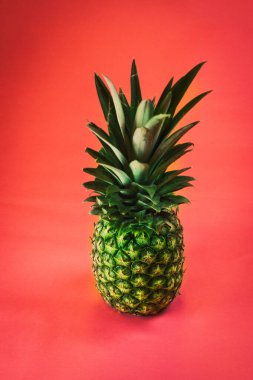 Renkli şeker. Tropik yaz geçmişi. Pembe arka planda ananas. Yemek konsepti. Asgari.