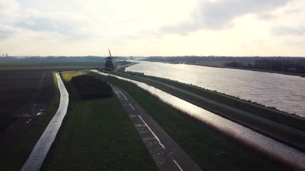 Drohnenblick Auf Ein Windrad Den Niederlanden — Stockvideo