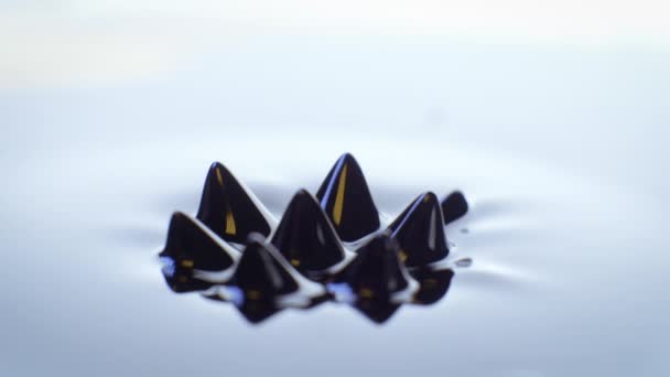 Pulsierendes Ferrofluid Das Sich Bewegt Wenn Magnetische Kräfte Seine Form — Stockvideo
