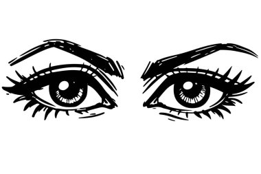 Kadın gözleri, kömür çizimi gibi biçimlendirilmiş grafikler.