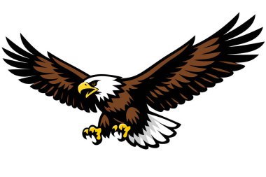 Kanatları açık uçan bir kartal.