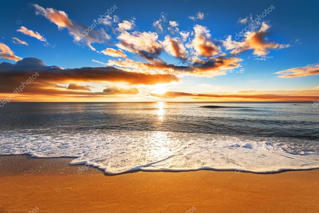 Beautiful Tropical Sunrise On The Beach ⬇ Stock Photo Image By