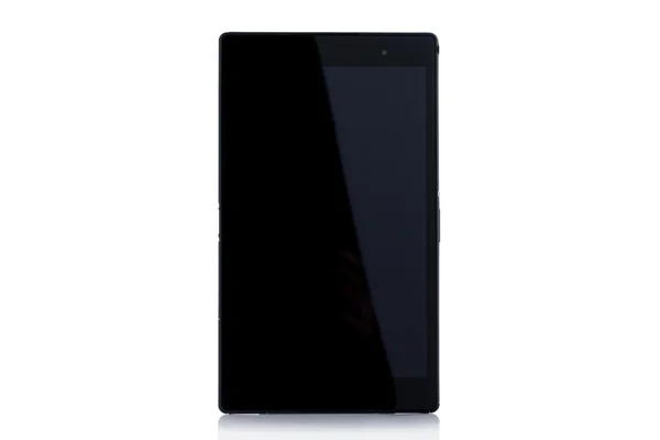 Moderner schwarzer Tablet-PC isoliert auf weiß. — Stockfoto