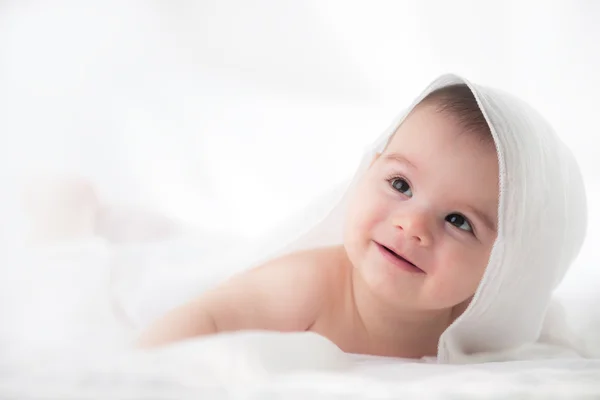 Cute baby boy on white background. — Stock Photo, Image