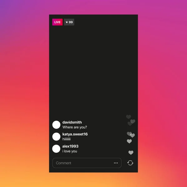 Sosyal Medya Instagram Canlı Uygulama Arayüzü Kavramı