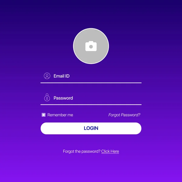 Sign In Screen Violet Gradient UI Concept. Authorization Login Form Interface in Mobile or Web Application — Stock Vector