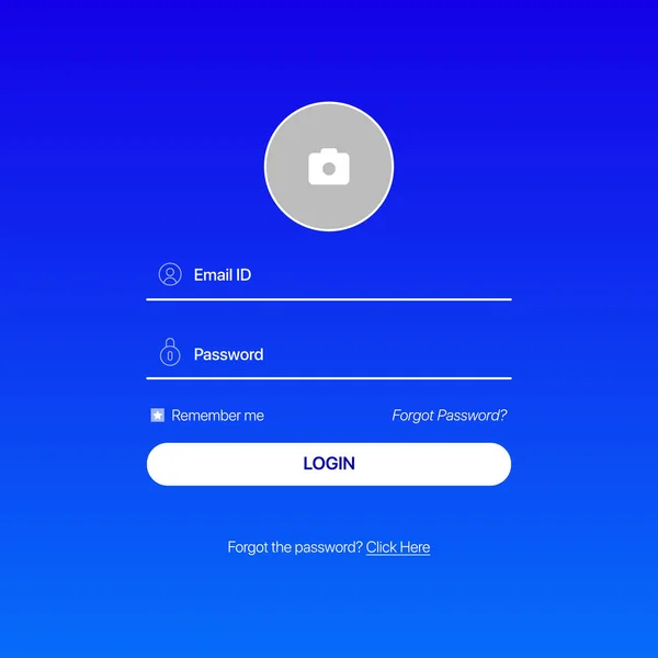 Sign In Screen Blue Gradient UI Concept. Authorization Login Form Interface in Mobile or Web Application — Stock Vector