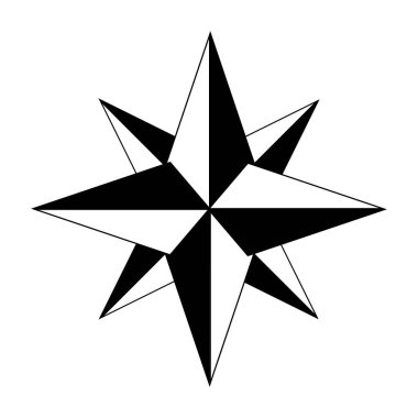 Rüzgar Gülü Simgesi Simgesi Beyaz Arkaplan Geleneksel Dövmesinde İzole Edildi