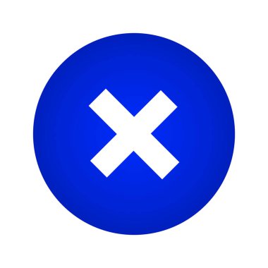 Simgeyi kapat. Düğmeyi Mavi Gradyan Çember Şeklinde Kapat. Vektör İllüstrasyonu