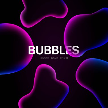 Baloncuklar soyut arkaplan. Modern Siyah arka plan. Gradyan sıvı Şekilleri