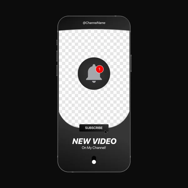 Social Media Promotion Stories With Transparent Background, Subscribe Button, Bell Notification, Swipe Icon. Modèle réaliste de Smartphone — Image vectorielle