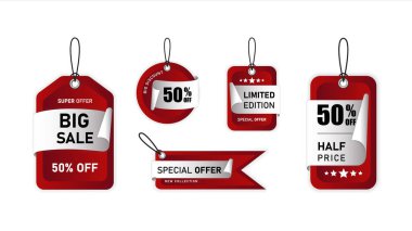 Asılan Alış veriş etiketleri, etiketler, afişler, indirimler