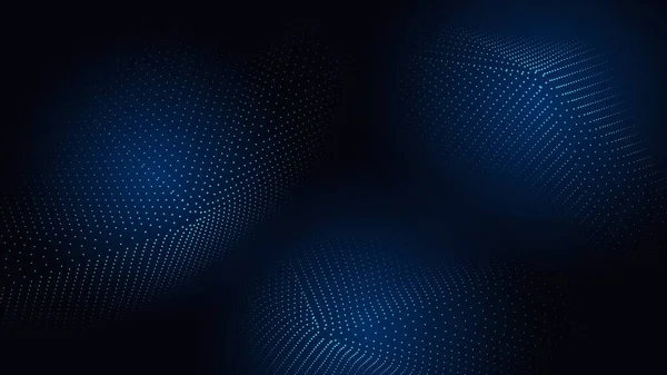 Pontos brancos geométricos abstratos 3D no fundo azul escuro — Vetor de Stock