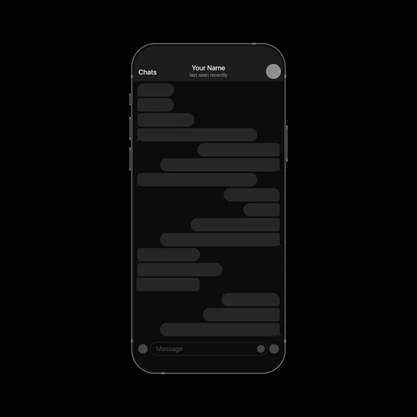 Texto Mensageiro Modelo escuro. Mobile Ui Kit Chat App. — Vetor de Stock