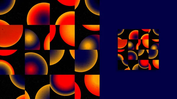 Mosaico colorido abstracto sobre fondo azul. Rompecabezas de Círculos Naranjas — Archivo Imágenes Vectoriales