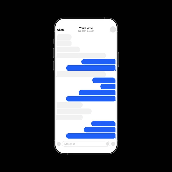 Messenger Interface on Smartphone. Mobile Texting App Realistic UI — Wektor stockowy