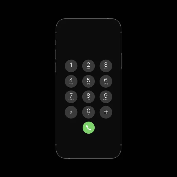 Dial the phone number. Screen with Numbers to Enter and Call-button. Realistic keypad design — Stok Vektör
