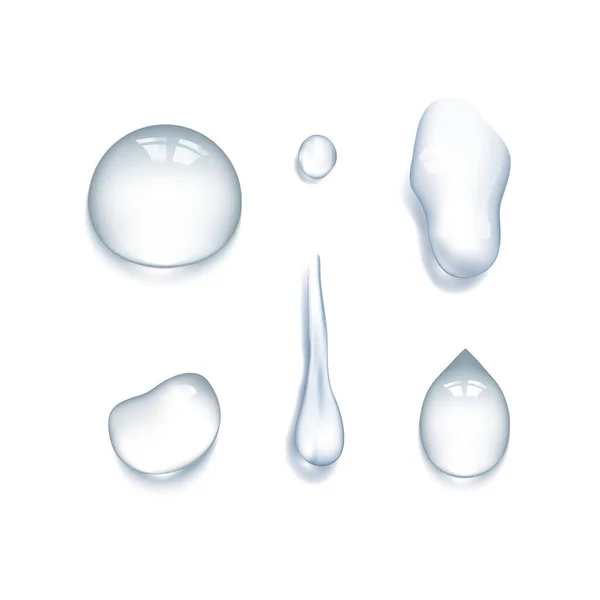  Set of Realistic 3d Water drops on White Background