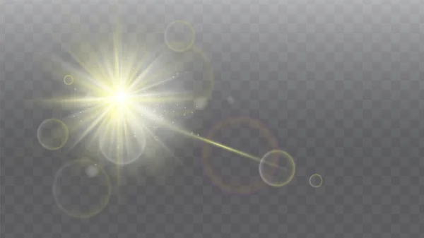 Sun Flash Special Effect. Sunlight, Isolated Spark. Put your content under Background — Vector de stock